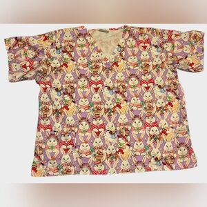Uniform Advantage Easter Bunny Scrub Top XL
